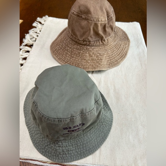 Set/2 Bucket hats, grass green Old Navy M/L and one vintage tan Lg no-name hat. - Picture 1 of 4